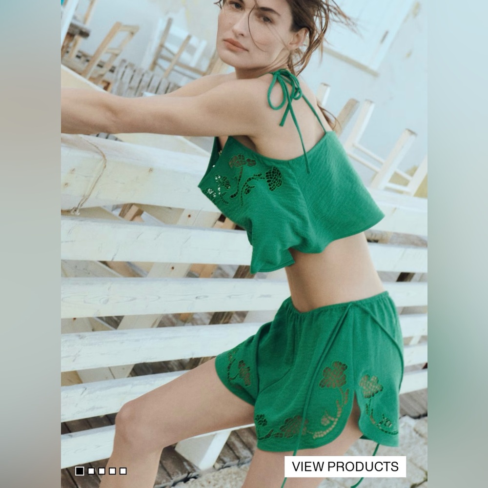 H&M BRODERIE ANGLAISE BEACH SHORTS